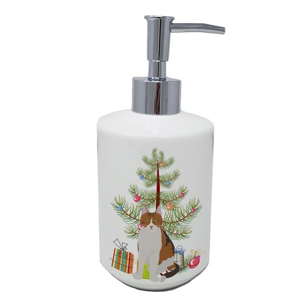 Carolines Treasures 7 x 3.5 in. Aegean Cat Merry Christmas Ceramic Soap Dispenser CK4740SOAP - main